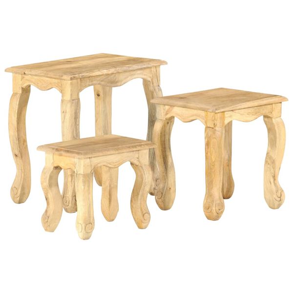 vidaXL 3 Piece Nesting Table Set Solid Mango Wood