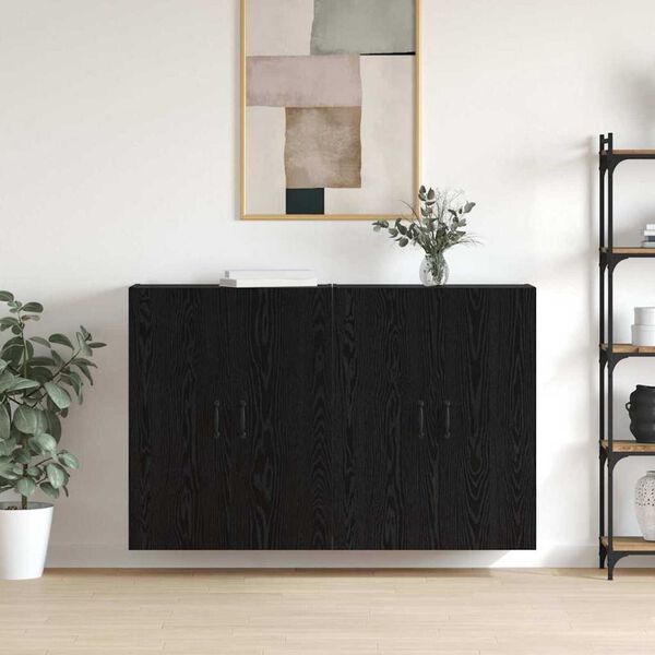vidaXL Wall-Mounted Cabinet 2 pcs Black Oak 69.5 x 34 x 90 cm