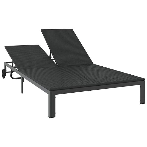 vidaXL Sunbed Reclining 1-person Black 206 x 115 x 75 cm Poly Rattan