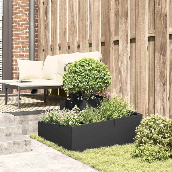 vidaXL Garden Planter Black 80 x 80 x 50 cm Cold-rolled Steel