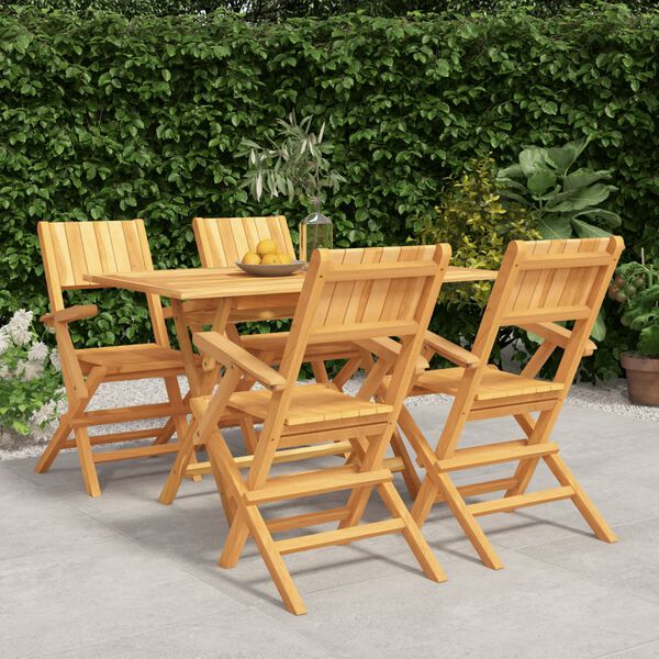 vidaXL 5 Piece Garden Dining Set Solid Wood Teak
