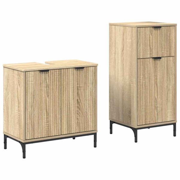 vidaXL Bathroom Furniture Set with Drawer with Shelf 2 pcs Sonoma Oak