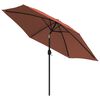 vidaXL Garden Parasol with LED Lights and Steel Pole 300 cm Terracotta