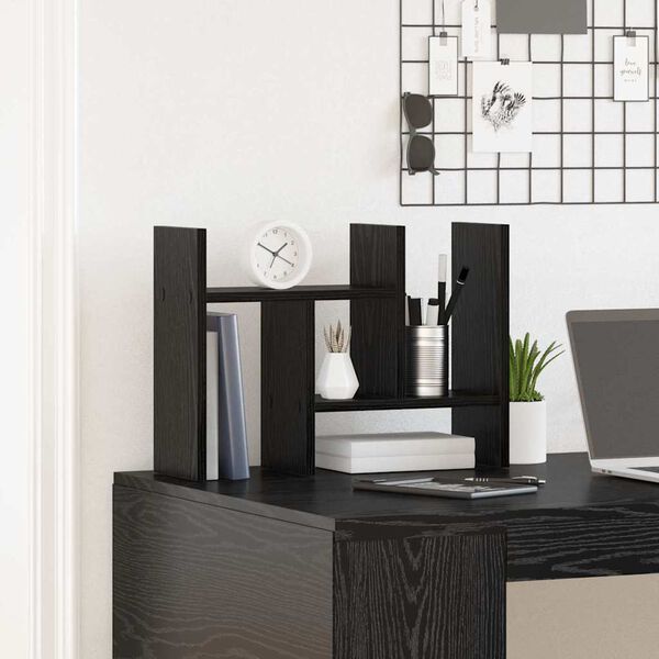 vidaXL Desk Organiser Black Oak 34.5 x 15.5 x 35.5 cm Engineered Wood