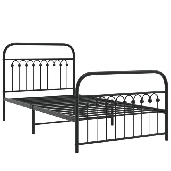 vidaXL Metal Bed Frame without Mattress with Footboard Black 100x200cm