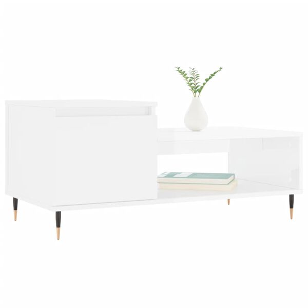 vidaXL Coffee Table High Gloss White 100x50x45 cm Engineered Wood