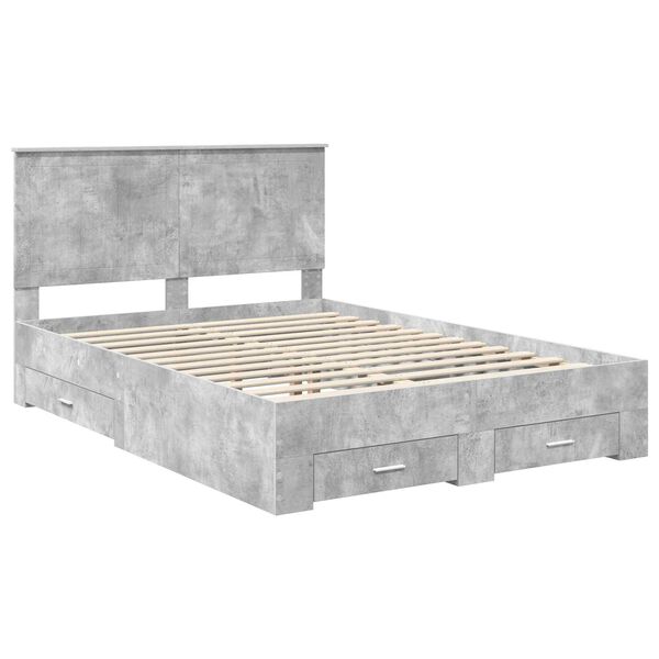 vidaXL Bed Frame Concrete Grey 140 x 190 cm Engineered Wood