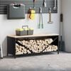 vidaXL Firewood Rack with Wooden Top Black 100.5x35.5x40 cm