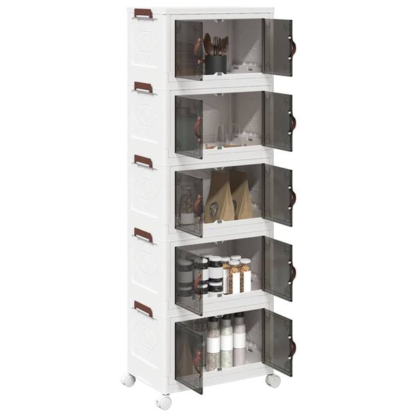 vidaXL Stackable Storage Box with Wheels 5-Tier 28 L 48.5x29.5x139 cm