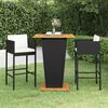 vidaXL 3 Piece Garden Bar Set with Cushions Poly Rattan Black