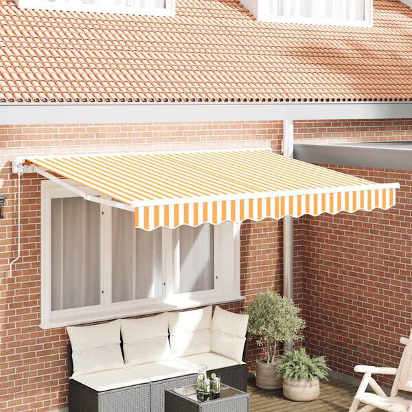 vidaXL Retractable Awning Manual Yellow and White 250 x 200 cm