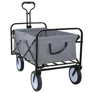 vidaXL Folding Shopping Trolley with Breaks Grey 94 x 53 x 99 cm