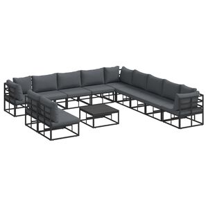 vidaXL Garden Sofa Set 12 pcs Black Aluminium