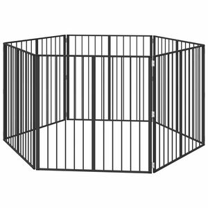 vidaXL Dog Gate 6 pcs Black 100 x 100 cm Galvanised Steel