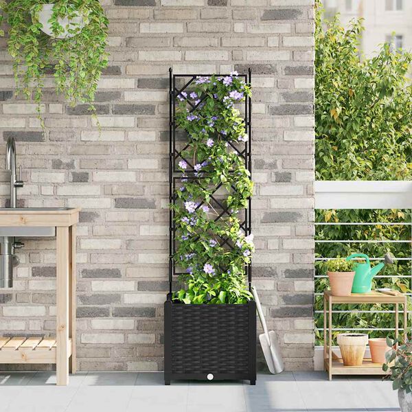vidaXL Garden Planter Black 40 x 40 x 143 cm Steel
