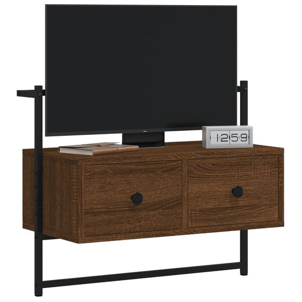 vidaXL TV Cabinet Wall-mounted Brown Oak 60.5x30x51 cm Engineered Wood