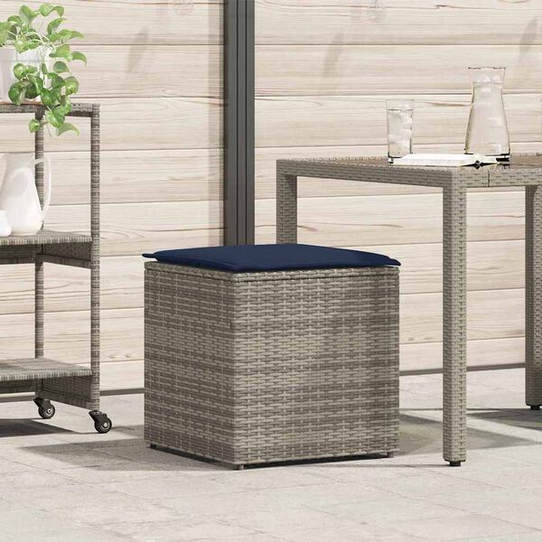 vidaXL Cushion Box with Storage Grey 50 x 50 x 50 cm Poly Rattan