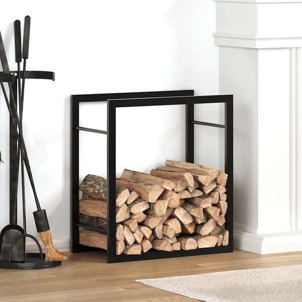 vidaXL Firewood Rack Matt Black 50x28x56 cm Steel