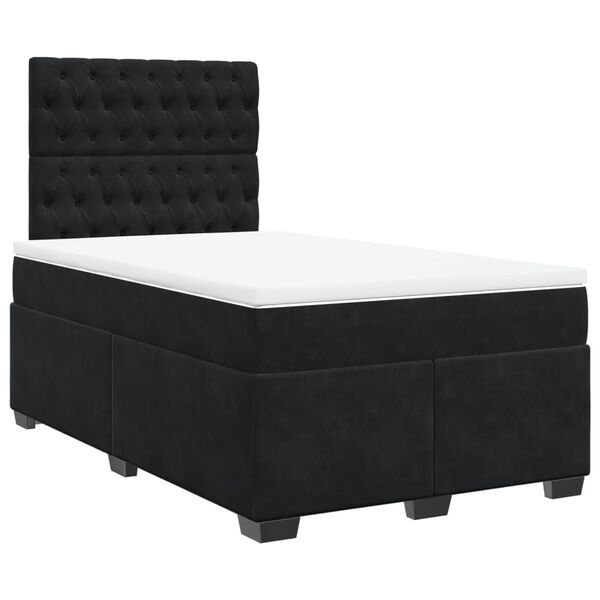vidaXL Box Spring Bed with Mattress Black 120x190 cm Small Double Velvet