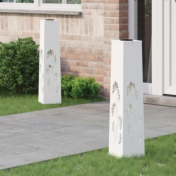 vidaXL Solar LED Pathway Light 2 pcs White Cold Rolled Steel