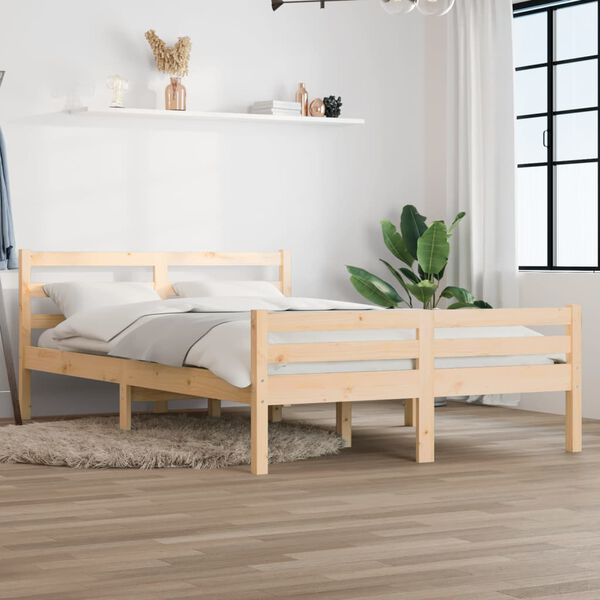 vidaXL Bed Frame without Mattress Solid Wood 140x190 cm