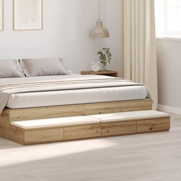 vidaXL Bed Drawers Artisan Oak 200 x 36.5 x 16.5 cm Engineered Wood