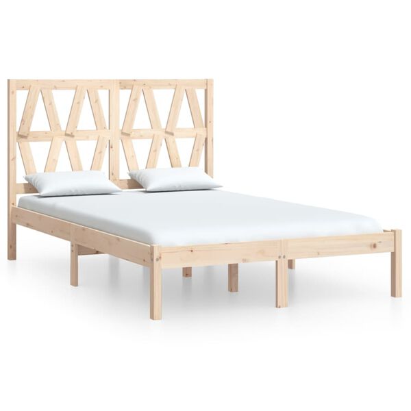 vidaXL Bed Frame without Mattress Solid Wood 140x200 cm (810017+818620)