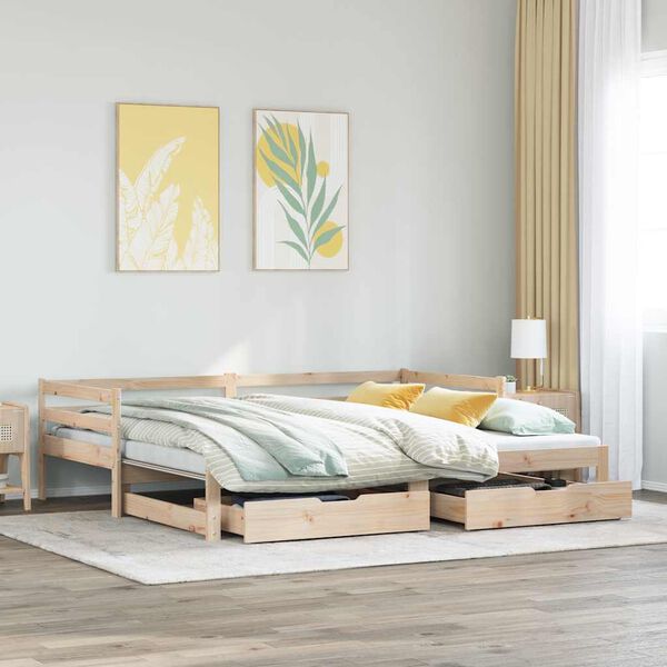 vidaXL Daybed with Trundle and Drawers without Mattress 80x200 cm
