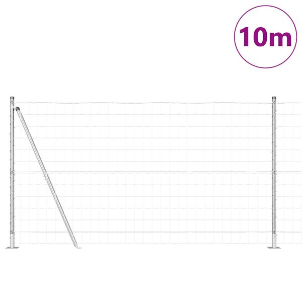 vidaXL Fence with Post Silver 1.2 x 10 m Steel