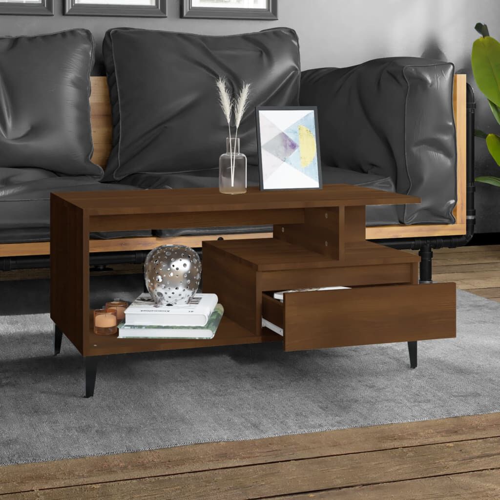 Brown wood coffee table hot sale