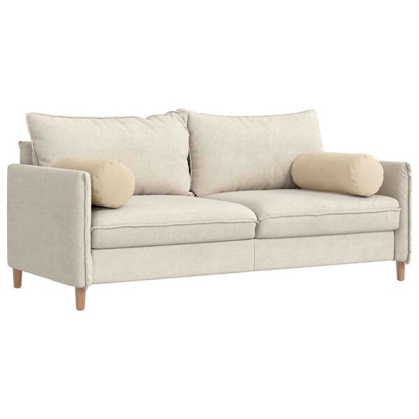 vidaXL Bolster Pillows 2 pcs Cream &Oslash; 25 x 70 cm Microfibre Fabric