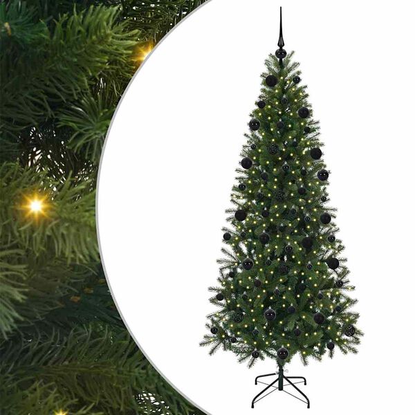 vidaXL Artificial Christmas Tree with 300 LEDs Green 210 cm PE and PVC