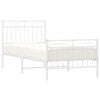 vidaXL Metal Bed Frame without Mattress with Footboard White 90x200cm