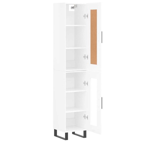 vidaXL Highboard High Gloss White 34.5x34x180 cm Engineered Wood