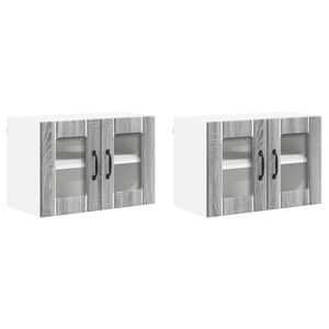 vidaXL Wall Glass Cabinet LUCCA 2 pcs Grey Sonoma 60 x 31 x 40 cm