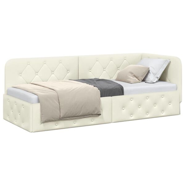 vidaXL Corner Bed Frame with Headboard Cream 80 x 200 cm Velvet