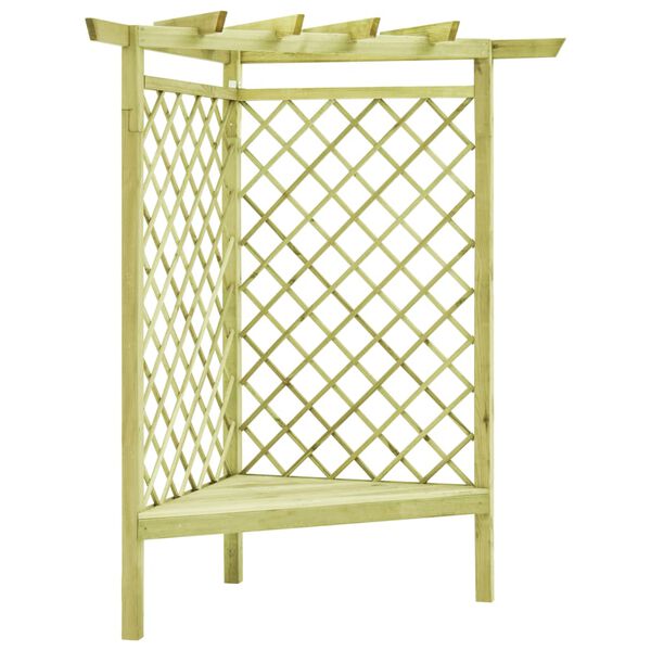vidaXL Corner Pergola with Seat 130x130x197 cm Impregnated Pinewood