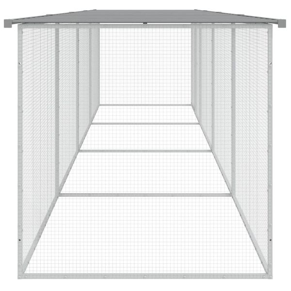 vidaXL Chicken Cage with Roof Light Grey 403x98x90 cm Galvanised Steel
