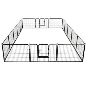 vidaXL Dog Playpen 16 Panels Steel 60x80 cm Black