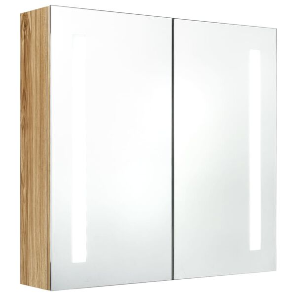 vidaXL LED Bathroom Mirror Cabinet Oak 62x14x60 cm
