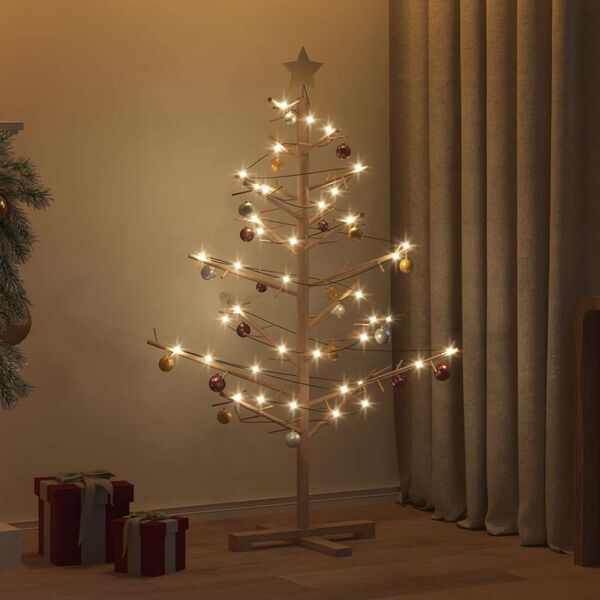 vidaXL Wooden Christmas Tree with Stand Brown 125 cm Solid pine wood