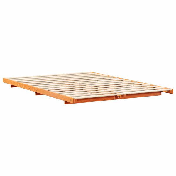 vidaXL Floor Bed Frame Wax brown 140 x 220 cm Solid pine wood