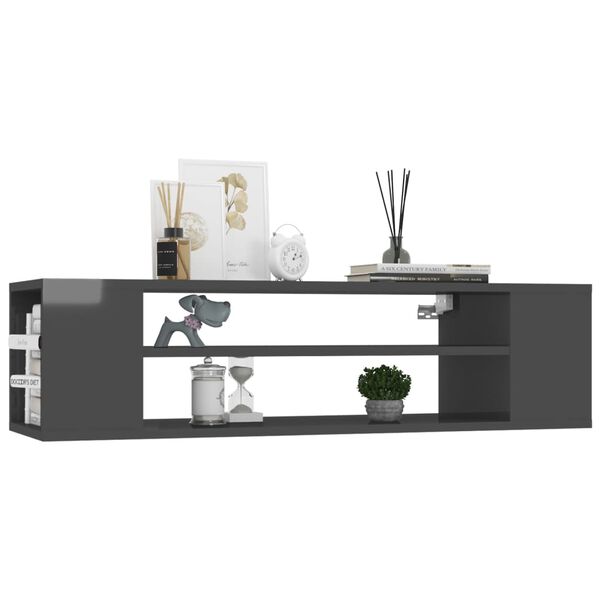 vidaXL Hanging TV Cabinet High Gloss Grey 100x30x26.5 cm Engineered Wood