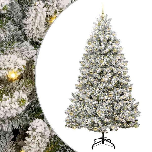 vidaXL Artificial Christmas Tree Green and White 240 cm PVC and Metal