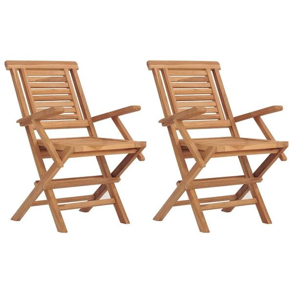 vidaXL Folding Garden Chairs 2 pcs 56x63x90 cm Solid Wood Teak
