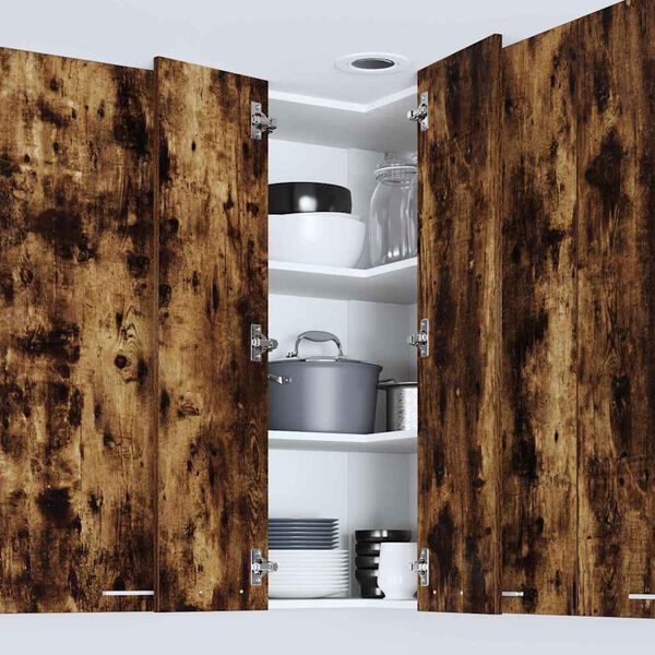 vidaXL Hanging Cabinet with Door Smoked Oak and White 57 x 57 x 100 cm