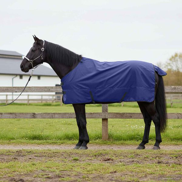 vidaXL Horse Blanket Full Navy Blue 155 cm Polyester