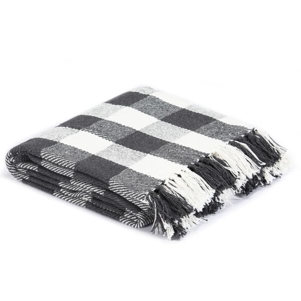 vidaXL Throw Cotton Check 160x210 cm Anthracite