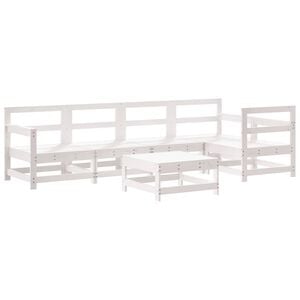 vidaXL 6 Piece Garden Lounge Set White Solid Wood Pine