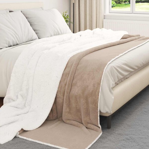 vidaXL Throw Blanket Camel 220 x 240 cm Fleece